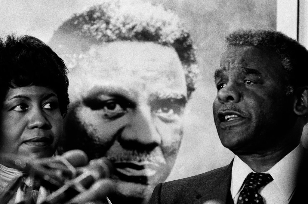 United States Representative Harold Washington announces his candidacy for mayor - James (Jim) Klepitsch for Chicago Sun-Times
