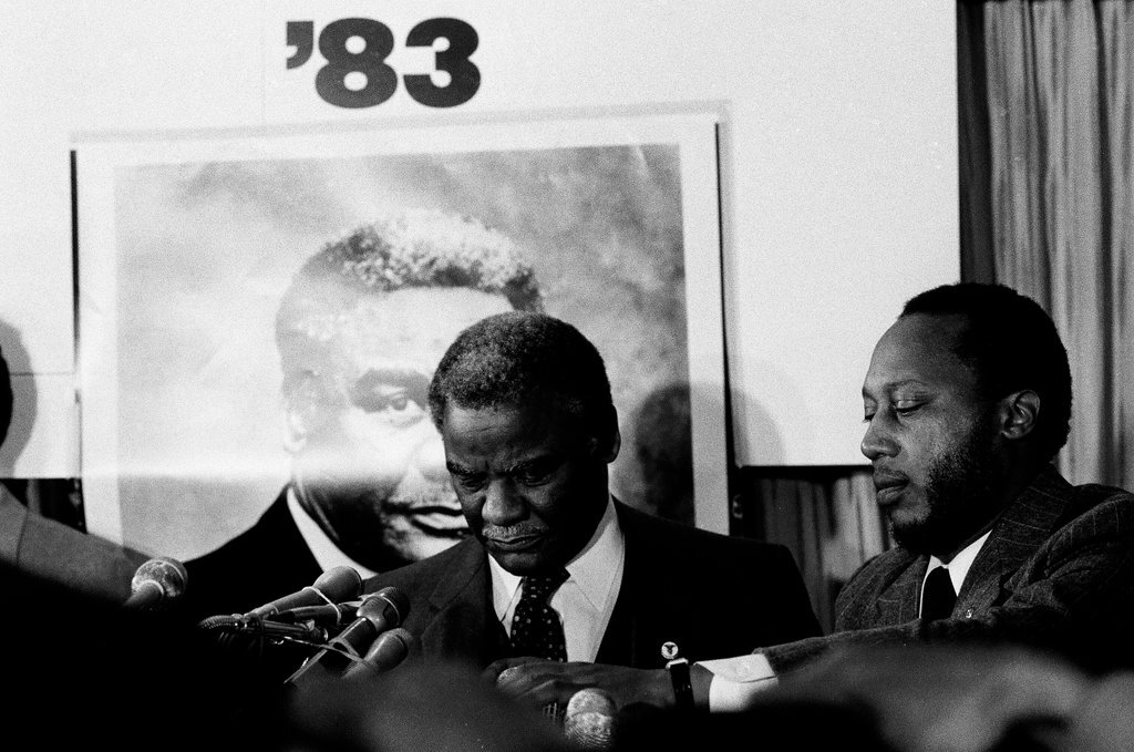 United States Representative Harold Washington announces his candidacy for mayor - James (Jim) Klepitsch for Chicago Sun-Times