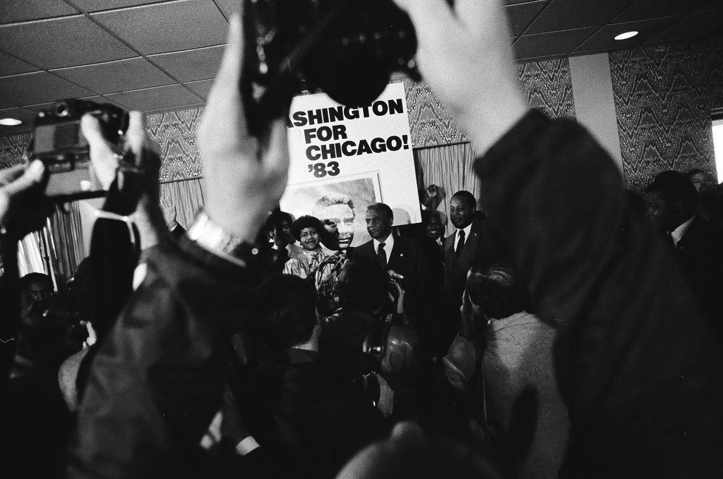 United States Representative Harold Washington announces his candidacy for mayor - James (Jim) Klepitsch for Chicago Sun-Times