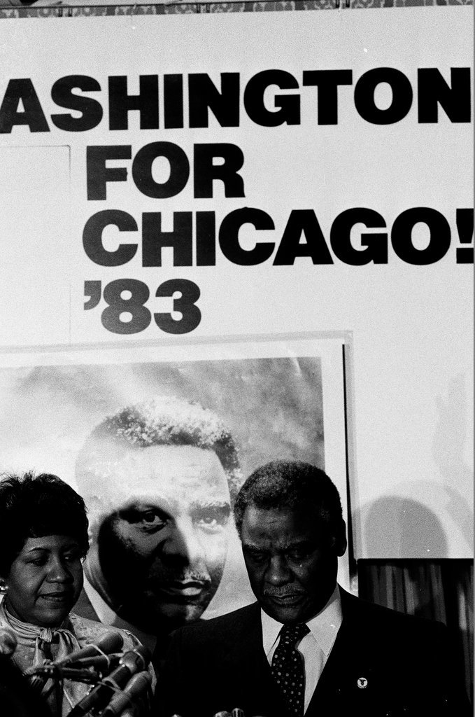 United States Representative Harold Washington announces his candidacy for mayor - James (Jim) Klepitsch for Chicago Sun-Times