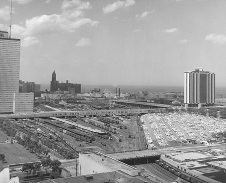 Prudential Building and Outer East Drive apartments - Illinois Centrail Railroad Co.