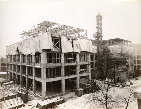 Construction site of the addition of Wahl Adding Machine Company building at 1800 Roscoe Street - Chicago Architectural Photographing Company