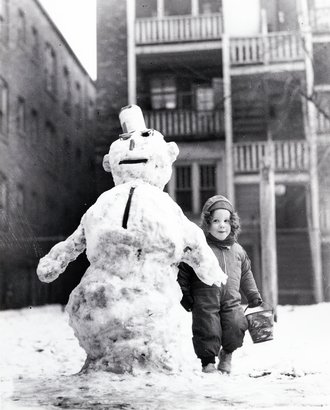 Mary Andrea Arnold next to snowman. - Arnold, Rus